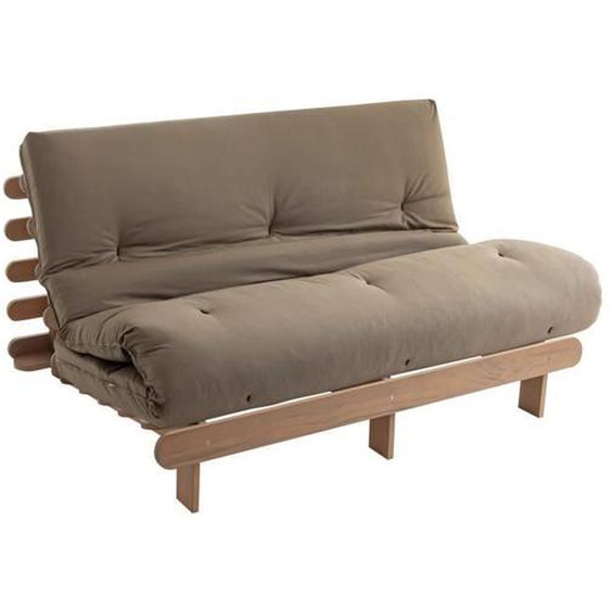 Ensemble matelas futon - TERRE DE NUIT - 140x200 cm - Coton - Bois massif - Taupe