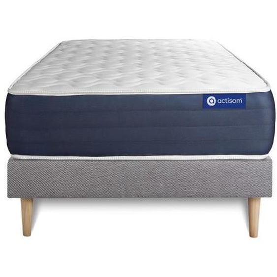 Ensemble matelas Latex et Mémoire de forme ACTILATEX SLEEP 120x200 5zones de confort + sommier KIT g 120 x 200 cm Gris