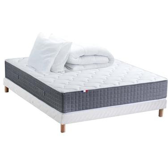 Matelas ressorts MAX, 7 zones, sommier rigide, pack couette oreiller