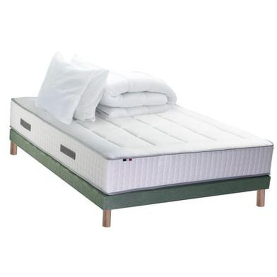 Ensemble matelas Ressort 7 zones + sommier + oreiller + couette - FABRICATION FRANCAISE