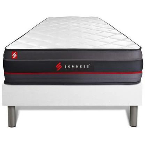 Ensemble matelas + sommier 90x190 SOMNESS REGEN - Mousse HR - Accueil enveloppant et ferme - Coutil respirable