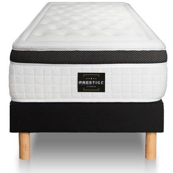 Ensemble matelas + sommier - PRESTIGE LITERIE - Privilège 120x190cm - Ferme - Mousse HR - Noir