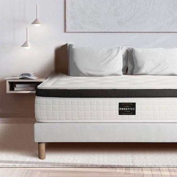Ensemble matelas + sommier - PRESTIGE LITERIE - Privilège - Mousse HR - Ferme - Blanc