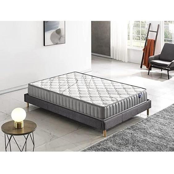 Matelas + Sommier (180 x 200cm)- Matelas Sirius Latex naturel 16cm + Sommier Bois, Stable & Robuste, revêtement Tissu Gris