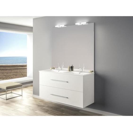 Meuble de salle de bain suspendu Ancoflash 120cm - Anconetti - 2 tiroirs - Blanc