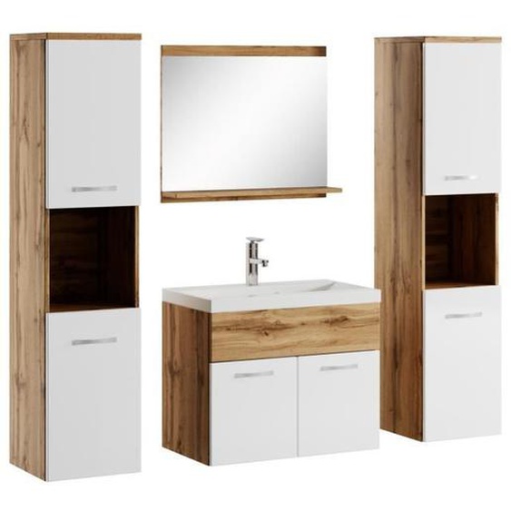 Ensemble Meuble de salle de bain Montreal XL 60 cm Chene avec lavabo Blanc