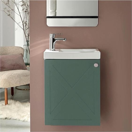 Meuble lave-mains AVA vert de gris + robinet chromé