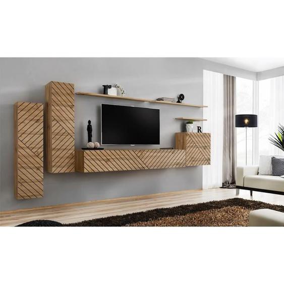 Ensemble meuble salon - PRICE FACTORY - SWITCH I - Chêne - Style industriel