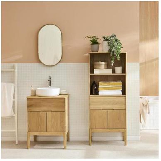 Ensemble meuble simple vasque ALASKA 60cm + vasque + robinet + miroir + colonne