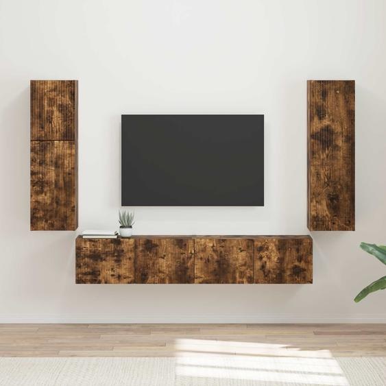 Ensemble meuble TV 4 pcs Chêne fumé Bois dingénierie