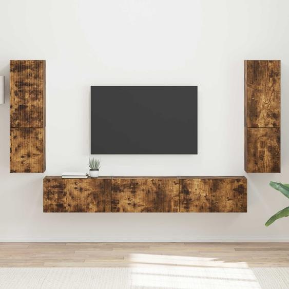 Ensemble meuble TV 4 pcs Chêne fumé Bois dingénierie