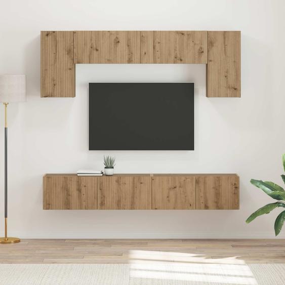 Ensemble meuble TV 4 pcs Chêne fumé Bois dingénierie