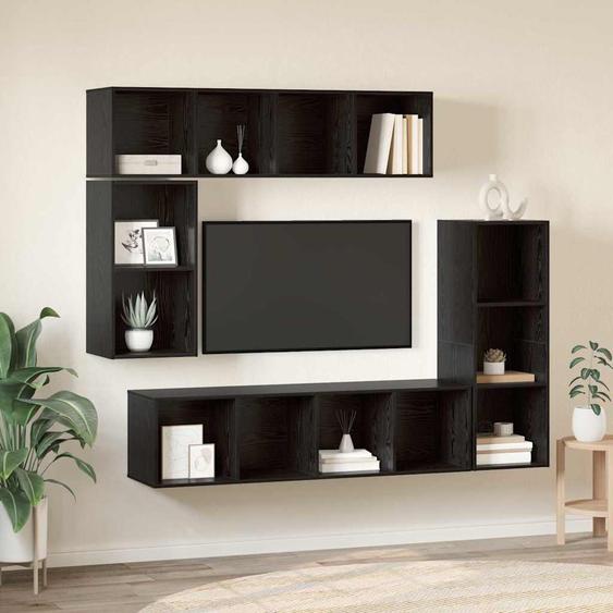 Ensemble meuble TV 4 pcs Chêne noir Bois dingénierie