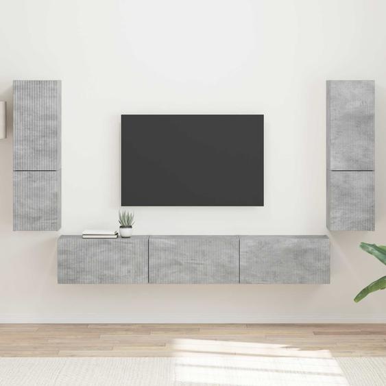 Ensemble meuble TV 4 pcs Gris béton Bois dingénierie