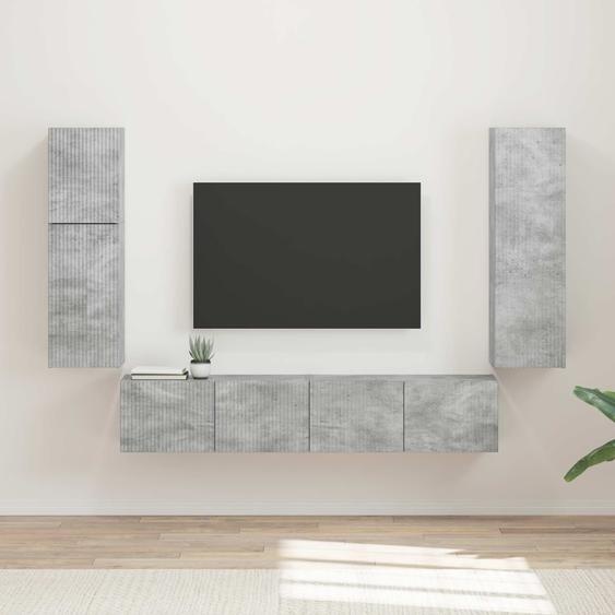 Ensemble meuble TV 4 pcs Gris béton Bois dingénierie