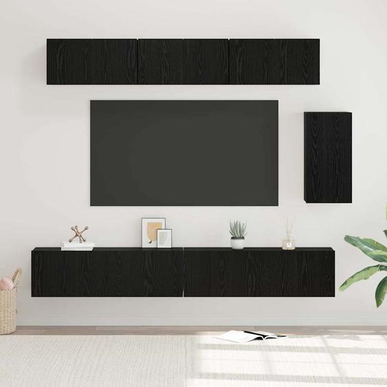 Ensemble meuble TV 6 pcs Chêne noir Bois dingénierie