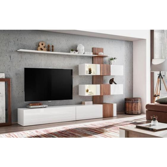 Ensemble meuble TV mural - ABW Quill - Blanc - 250 x 40 x 160 cm