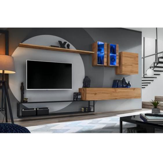 Ensemble meuble TV mural Switch Met I - AC-DÉCO - Marron - Contemporain - Design - Porte(s) et tiroir(s)