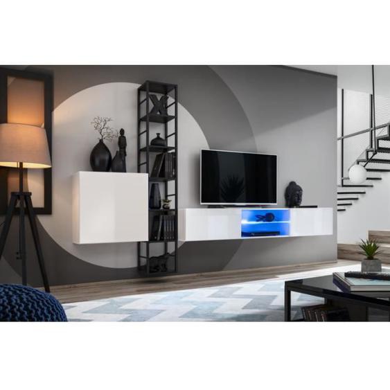 Ensemble meuble TV mural Switch Met VI - AC-DÉCO - Blanc - 270x40x176 cm - Contemporain - Design
