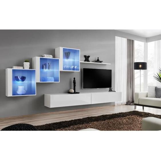 Ensemble meuble TV mural - Switch XX - 330 cm x 160 cm x 40 cm - Blanc