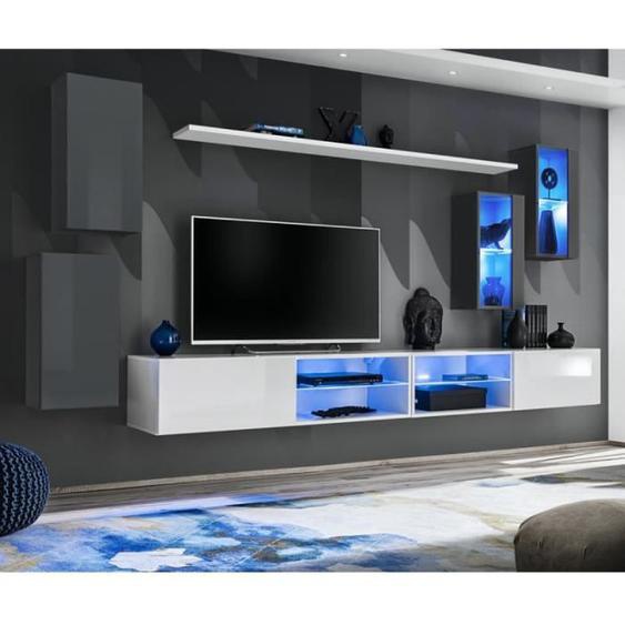 Ensemble Meuble Tv - PARIS PRIX - Switch Xxv - Gris - Blanc - Contemporain - Design