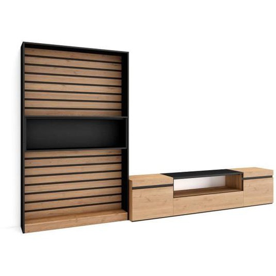 Ensemble Meuble TV - SKRAUT HOME - RF2854 - Chêne et noir - Salon - Industriel - Loft