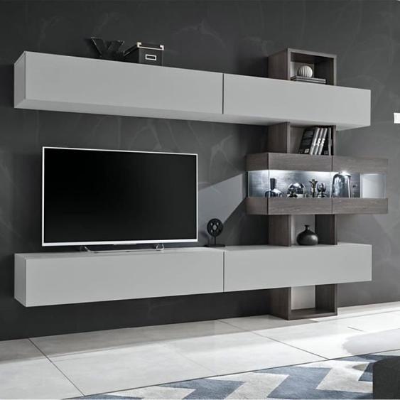 Ensemble Meuble Tv Tokyo 250cm Gris & Chêne - Paris Prix - Salon - Contemporain - 5 porte(s) - Aspect bois