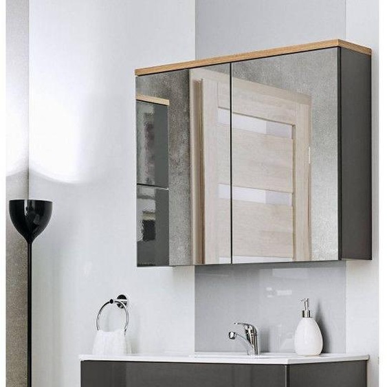Ensemble meuble vasque + miroir - Gris - 60 cm - Cintra Graphit