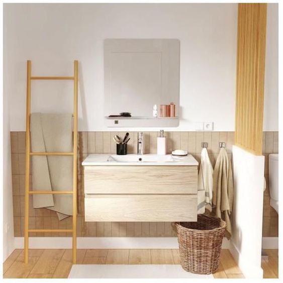 Ensemble meubles de salle de bain 3 pièces décor chêne 80 cm SORRENTO 47 cm Bois Clair