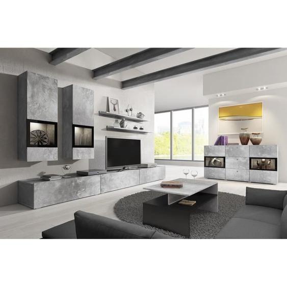Ensemble meubles de salon - PRICE FACTORY - RAMOS - Gris Béton - Contemporain - Design