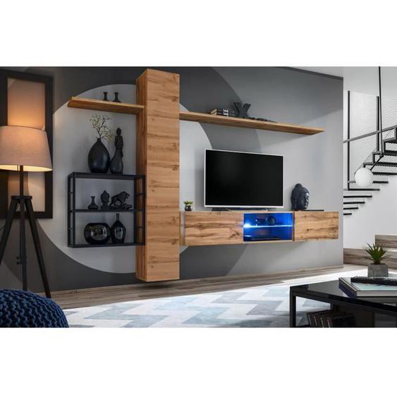 Ensemble meubles de salon - PRICE FACTORY - SWITCH M5 - Style industriel - Coloris chêne