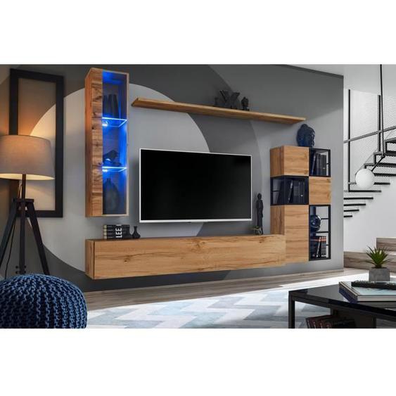 Ensemble meubles de salon style industriel SWITCH M2 - Chêne - 250x170x40 Marron - Bois