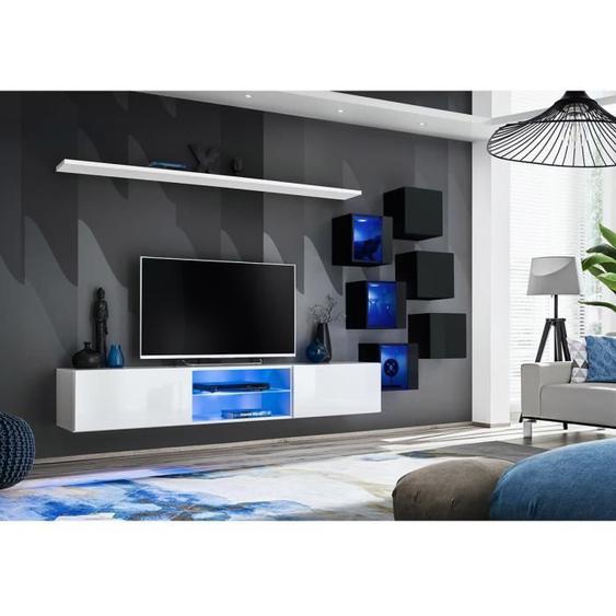 Ensemble meubles de salon SWITCH XXI design, coloris blanc et noir. 160 Blanc