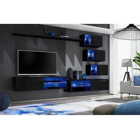 Ensemble meubles de salon SWITCH XXIV design, coloris noir brillant. 170 Noir