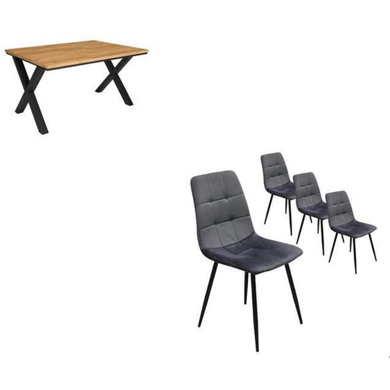 Ensemble Meubles, Table manger, 140, Chêne, Style industriel, Table manger, Chaises, RF2667