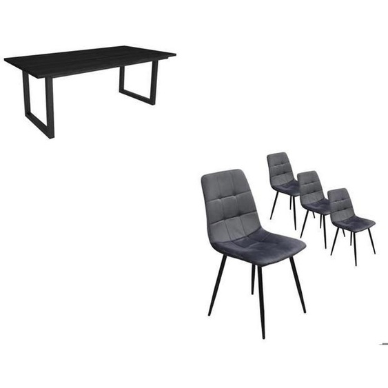 Ensemble Meubles, Table manger, 200, Noir, Style industriel, Table manger, Chaises, RF2685