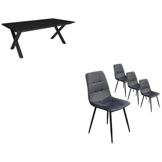 Ensemble Meubles, Table manger, 200, Noir, Style industriel, Table manger, Chaises, RF2686