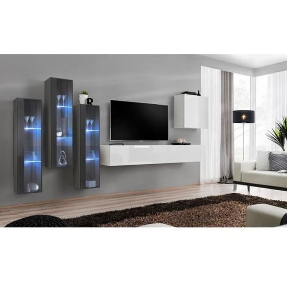 Ensemble mural - AC-DÉCO - Switch XIII - 3 vitrines LED - Blanc - Verre - Design contemporain
