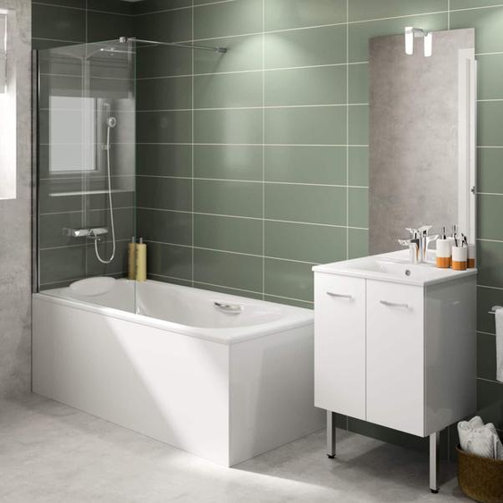 Meuble suspendu sous vasque PRIMO L 60cm avec 2 portes blanc + pieds - NÉOVA - A2310976
