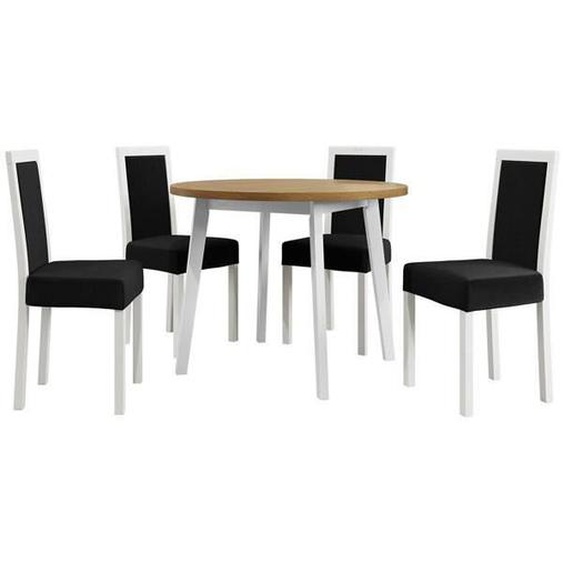 Ensemble salle à manger - Victorville 255 - Chêne petit-fils + Blanc - Siège Tapisserie - Bois - 750mm