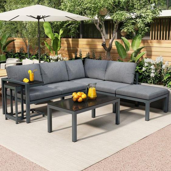 Ensemble Salon de Jardin pour 6-8 personnes - Fauteuils + Canapé + Table - Meubles de jardin pour lextérieur Gris
