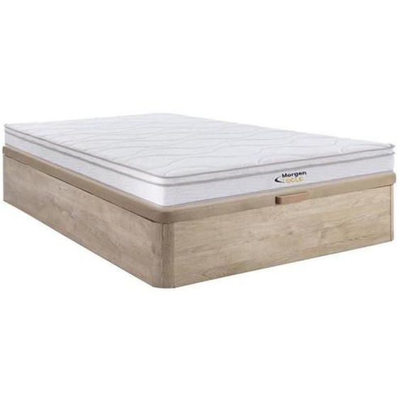 Ensemble sommier coffre naturel clair + matelas ressorts 3 zones et mémoire de forme - WOLKENTANZ de MORGENGOLD