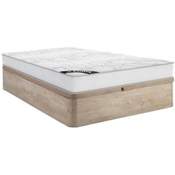 Ensemble sommier coffre naturel clair + matelas ressorts ensachés - SONGE de YSMÉE