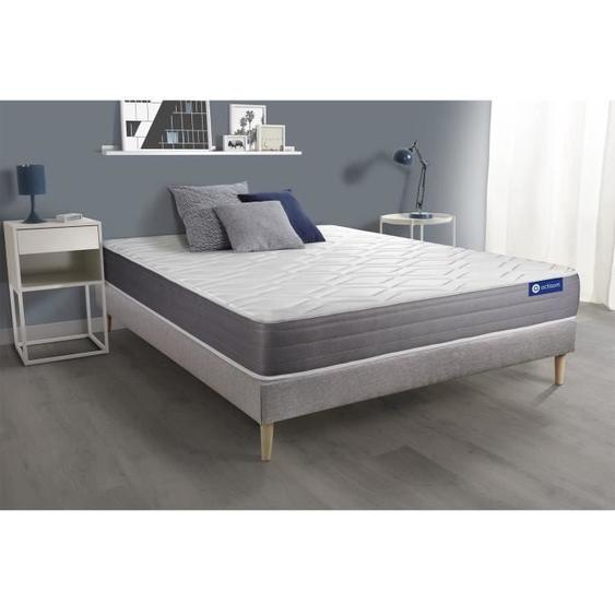 Ensemble sommier matelas 140x190 Actiflex dream - 22 cm - Mi-ferme - sommier kit gris