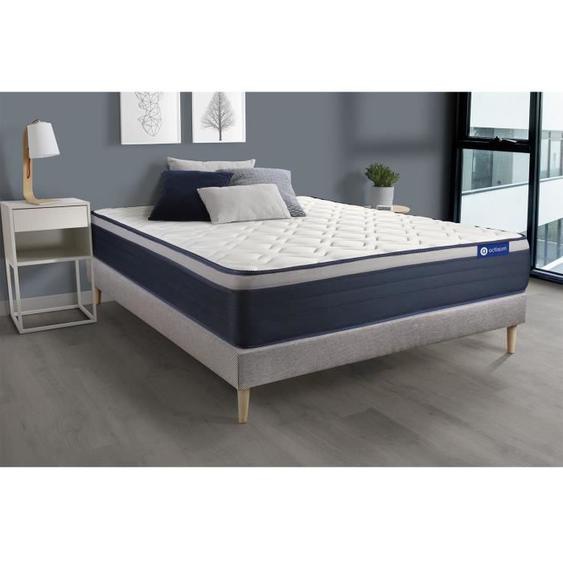 Ensemble sommier matelas 140x190 Actiflex max - 26 cm - Ferme - sommier kit gris