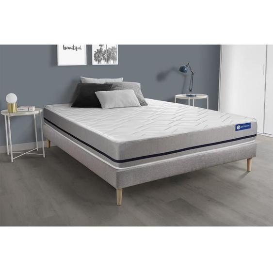 Ensemble sommier matelas 140x190 Actiflex soft - 20 cm - Mi-ferme - sommier kit gris