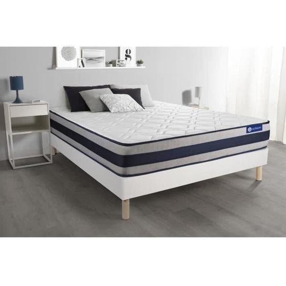 Ensemble sommier matelas 140x190 Actilatex ergo Latex et mémoire de forme - 24 cm - Ferme - sommier kit Blanc