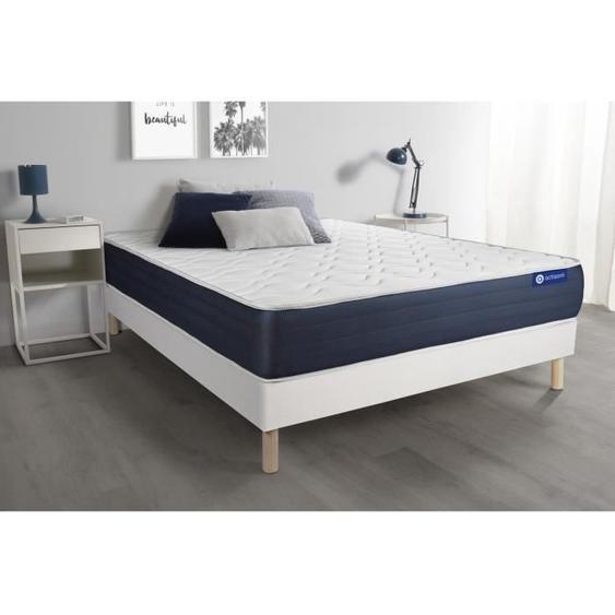 Ensemble sommier matelas 140x190 Actilatex sleep Latex et mémoire de forme - 22 cm - Equilibré - sommier kit Blanc