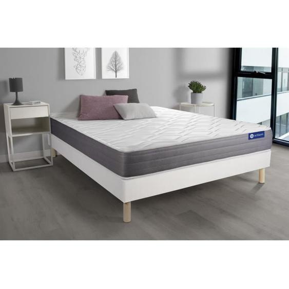 Ensemble sommier matelas 140x190 Actimemo dream Mémoire de forme - 22 cm - Mi-ferme - sommier kit Blanc