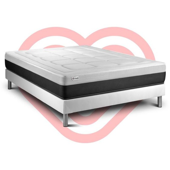 Ensemble sommier matelas 140x190 VITAL FORM Ressorts ensachés et Mémoire de forme - 22 cm - Ferme - sommier kit blanc